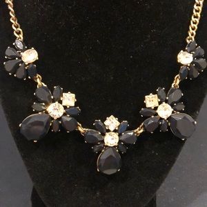 J Crew navy and silver statement necklace